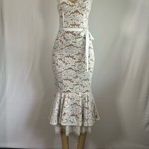V. Chapman White Sheath Midi Dress for Weddings